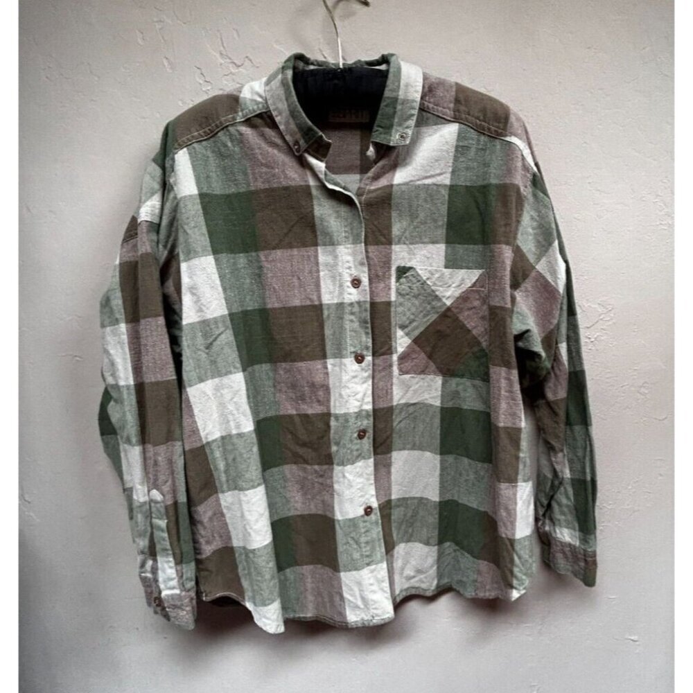 Esprit Womens Button Down Long Sleeve Check Plaid Boxy Shirt Large Multicolor